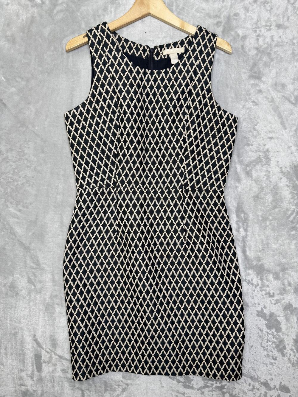 Banana Republic Dress Womens 10 Black Ikat Sheath Sleeveless Scoop Neck Lined